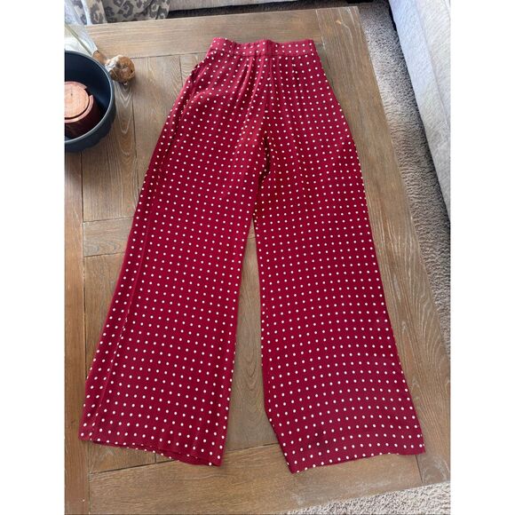Zimmerman Polka Dot Wide Leg Pants in Maroon Size 0 - Picture 4 of 11